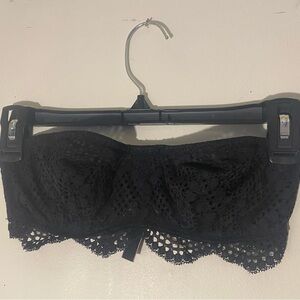 Victoria’s Secret Small Strapless Black Lace Bandeau Bralette